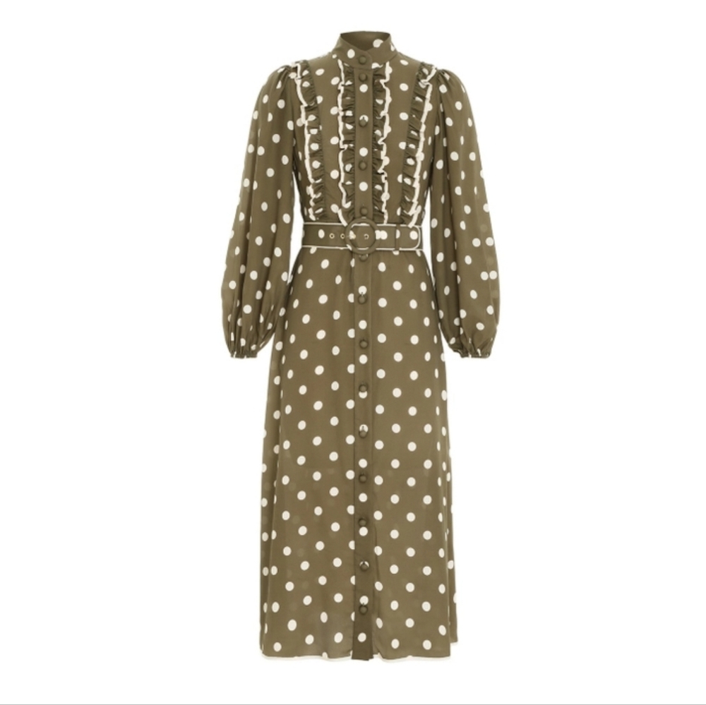 ZIMMERMANN SPOT FRILL MIDI DRESS